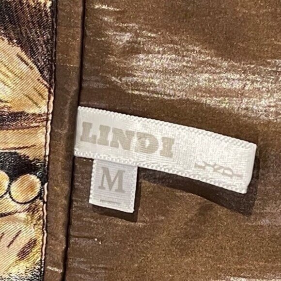 Vintage Y2K Metallic Brown Animal Print Lined Jacket Womens Medium Zip Snap Coat - Picture 16 of 16